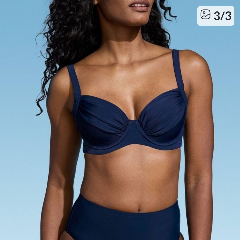 Land's End Navy Blue Underwire Bikini Top